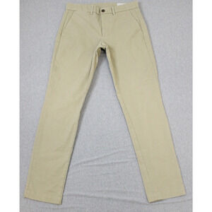 GAP Pants Mens 33 x 32 Beige Cotton Blend Stretch Chino Flat Front